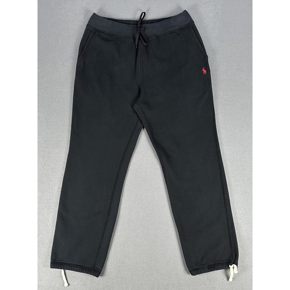 Polo Ralph Lauren Sweatpants Mens Large Black Heavyweight Fleece Pony Cinch